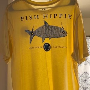 Fish Hippie Men’s Tshirt - Size L - Pale Yellow